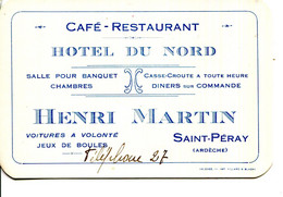 07.ARDECHE.SAINT PERAY.CARTE DE VISITE.CAFE RESTAURANT.HOTEL DU NORD.HENRI MARTIN. - Non Classés