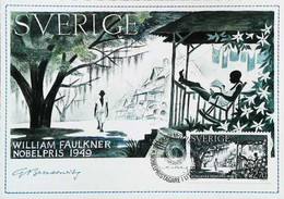 ►   Sverige Sweden 1985 Carte Maximum Card William Faulkner Nobel Literature - Cartes-maximum (CM)