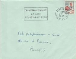 FLAMME CHAMPIONNAT DE FRANCE CYCLISTE à RENNES PONT REAN 1965 - Oblitérations Mécaniques (flammes)