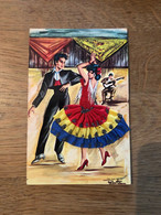 CPA Fantaisie Brodée Ancienne * Illustrateur Pepita * Danse Danseurs Danseuse Dancing Espana Spain Espagne - Brodées