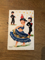 CPA Fantaisie Brodée Ancienne * Illustrateur * Andalucia * Danse Danseurs Danseuse Dancing Espana Spain Espagne - Embroidered