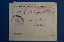 AK3  GRANDE BRETAGNE BELLE  LETTRE   1941 ON  HIS MAJESTY  SERVICE POUR  BLACKPOOL REDIST    +++ ++AFFRANCH. INTERESSANT - Sonstige & Ohne Zuordnung