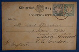AK3  BAYERN  BELLE  LETTRE   1877 MUNCHEN  POUR LONDON ENGLAND   +++ ++AFFRANCH. INTERESSANT - Postal  Stationery