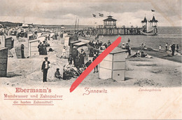 Ebermann 's AK Zinnowitz Landungsbrücke Pier Seebrücke Mole Strand A Trassenheide Zempin Koserow Karlshagen Insel Usedom - Zinnowitz