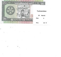 TURKMENISTAN BILLET 20 MANATS PICK 4 - Turkménistan