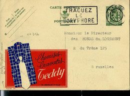 Publibel Obl. N° 312 (erreur De N° !!) ( Chemises Et Cravates TEDDY ) Obl. LIEGE  1938 - Varianten & Curiosa