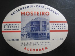 HOTEL PENSAO RESIDENCIAL PENSION POUSADA MOSTEIRO ALCOBACA TAG DECAL STICKER LUGGAGE LABEL ETIQUETTE AUFKLEBER PORTUGAL - Hotel Labels
