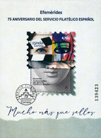 Spain - 2021 - Spanish Philatelic Service - 75th Anniversary - Mint Souvenir Sheet With Varnish And Embossing - Unused Stamps