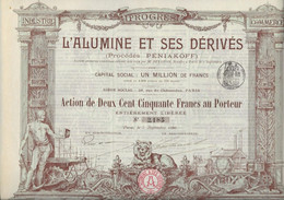 L'ALUMINE ET SES DERIVES -PROCEDE PENIAKOFF - DIVISE EN 4000 ACTIONS DE DEUX CENT CINQUANTE FRANCS -ANNEE 1898 - Bergbau