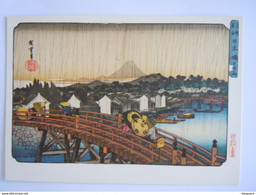 Japan Ukiyoe Woodblock Print Farbholzschnitt Ando Hiroshige Toto Meisho Rain Nihon-bridge Weisser Regen - Paintings