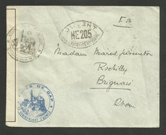 Enveloppe F.M. / GAP 10.1939 >>> BRIGNAIS / Cachet NE 205 / Bande Et Cachet Controle Postal Militaire - Guerre De 1939-45