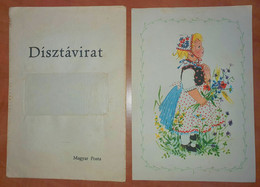 FLOWER FLOWERS Poppy GIRL Costumes Costume Folk Art - Luxury Card LX1 - 1960 Hungary TELEGRAPH TELEGRAM - VÁC City - Telegraphenmarken