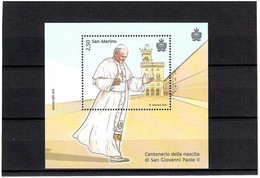 San Marino 2020 .  Pope John Paul II . S/S Michel # Bl.95 - Nuovi