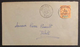 Océanie TAHITI Lettre 1903 N°32 Type I Obl De Papeete Pour En Ville TTB - Cartas & Documentos