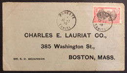 Océanie Lettre De TAHITI 1925 N°35 Oblitéré Du Dateur De Papeete Pour Boston USA +1 Timbre US à 2c Rouge En Dessous TTB - Covers & Documents