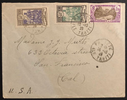 Océanie Lettre TAHITI Tarif 2 FR Etranger 1926 N°31, 55 & 73 Oblitérés Dateur De Papeete Pour SAN FRANCISCO - Covers & Documents