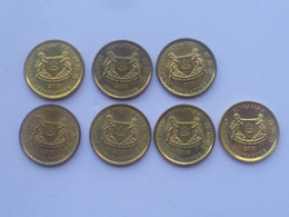 7 Pcs. Complete Set Of 3rd Series Singapore Five (5) Cents Coin 2013-2019 (#163) - Singapour