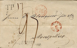 1839 - Letter From Warshau  To Montpellier ( South Of France )  " FRANCO / POLN:PREUSS :GBZ:  " Black  + French Entrance - ...-1860 Préphilatélie