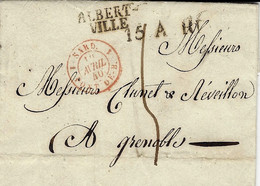1840- Lettre De ALBERT- / VILLE ( Royaume De Sardaigne )  Pour Grenoble - Taxe 5 D. Entrée SARD. 1 PONT DE-B 1 Rouge - Marques D'entrées
