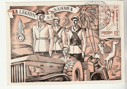 Carte Illustrée Algérie, La Légion Etrangère Au Sahara, Camerone / Sidi Bel Abbès, 1954 - Lettres & Documents