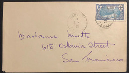 Océanie Lettre TAHITI Tarif 1 FR25 Etranger 192 N°64 Oblitéré Dateur De Papeete Pour SAN FRANCISCO - Storia Postale