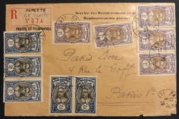 Océanie Lettre Recommandé TAHITI Tarif Des Recouvrements1929 N°21 X4 & 47x4 Oblitéré Du Dateur De Papeete Pour Paris TTB - Briefe U. Dokumente