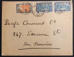 Océanie Lettre TAHITI Tarif 3FR30 1929 N°53 & 64 X2 Oblitérés Du Dateur De Papeete Pour San Fransisco TTB - Covers & Documents