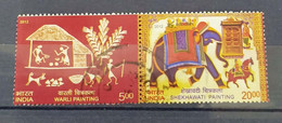 India - 2012 - Warli Painting And Shekhawati Painting - Se-tenant Set - Used - Nice Selection. - Usados