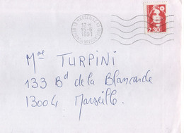 France Maury 2623 D13 (Yvert 2614f) O Marianne De Briat Faux De Marseille Ssl SECAP Du 15.6.1991 - Storia Postale