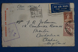 AK4 AUSTRALIA   BELLE LETTRE CENSUREE 1942 QUEENSLAND   POUR BIRKENHEAD  ENGLAND  + AEROPHILATELIE +AFFRANCH PLAISANT - Cartas & Documentos