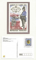 PAP CARTE POSTALE LA POSTE THEME LA JOURNEE DU TIMBRE 1970. - Enteros Administrativos