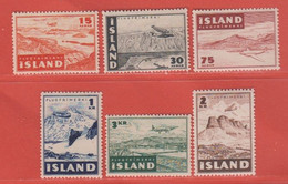 1947 Island ** (sans Charn., MNH, Postfrish)  Yv  PA 21/6		Mi  241/6		FA  274/9 - Ungebraucht