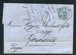 Lettre Commerciale De Paris Pour Gérardmer En 1877 - Réf D 51 - 1877-1920: Période Semi Moderne