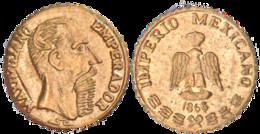 Jeton Mexique - IMPERIO MEXICANO - MAXIMILIANO EMPERADOR - Plaqué Or - 10 Mm - B108 - Royal / Of Nobility