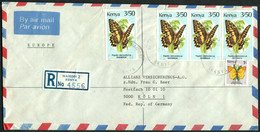 KENIA Kenya 1988 R-Brief Deco 5-fach Marken-frankiert Recommandée étranger Einschreiben Ausland Registered A - Kenya (1963-...)