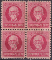 1917-387 CUBA REPUBLICA 1917 2c PATRIOT MAXIMO GOMEZ BLOCK 4 ORIGINAL GUM. - Nuevos