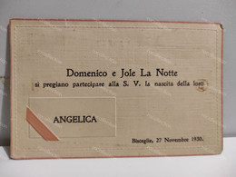 Italy Italia Barletta-Andria-Trani Partecipazione Nascita La Notte BISCEGLIE 1930 - Naissance & Baptême