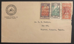 Océanie Lettre TAHITI Tarif 75c 1932 N°25, 31 & 51 Oblitérés Daguin De Papeete Pour Wiarton Canada TTB - Briefe U. Dokumente