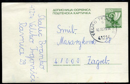 YUGOSLAVIA 1978 Posthorn 1.50 D. Stationery Card Used Without Additional Franking  Michel  P179 - Postal Stationery