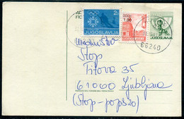 YUGOSLAVIA 1983 Posthorn 3 D. Stationery Card Used With Winter Olympic Tax  Michel  P183 - Postal Stationery