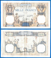 France 1000 Francs 1938  27 Octobre Prefix Q Ceres Mercure Que Prix + Port Grand Billet Frcs Frc Paypal Bitcoin OK - 1 000 F 1927-1940 ''Cérès Et Mercure''