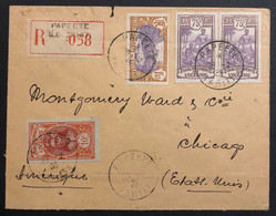 Océanie Lettre TAHITI Tarif à 1FR50 1935 N°34 X2 Oblitérés Du Daguin De Papeete Pour CHICAGO USA TTB - Cartas & Documentos