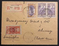 Océanie Lettre TAHITI Tarif à 1FR50 1935 N°34 X2 Oblitérés Du Daguin De Papeete Pour CHICAGO USA TTB - Brieven En Documenten