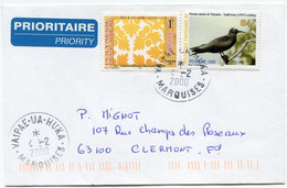 POLYNESIE LETTRE PRIORITAIRE DEPART VAIPAE-UA-HUKA 4-2-2000 MARQUISES POUR LA FRANCE - Storia Postale