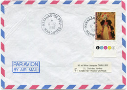 POLYNESIE LETTRE PAR AVION DEPART HAKAHAU-UA-POU 17-12-1990 MARQUISES POUR LA FRANCE - Cartas & Documentos