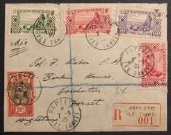 Océanie Lettre Recommandée TAHITI 1935 N°93, 99, 106 X2 & 69 Oblitérés De Papeete Pour Dorchester Angleterre TTB - Cartas & Documentos