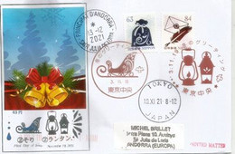 Japan 2021. Merry-Christmas Stamps, Letter From TOKYO, Sent To Andorra, With Local Arrival Postmark - Lettres & Documents