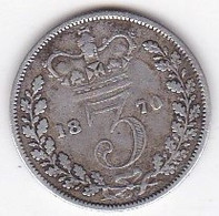 Grande Bretagne. 3 Pence 1870. Victoria, En Argent , KM# 730 - F. 3 Pence