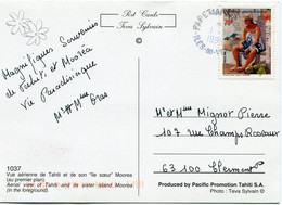 POLYNESIE CARTE POSTALE DEPART PAPETOAI 1-2-1999 ILES-DU-VENT POUR LA FRANCE - Cartas & Documentos