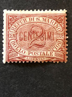 SAN MARINO SG 32 Yv 2 2 Centissimi Purple  MH* - Unused Stamps